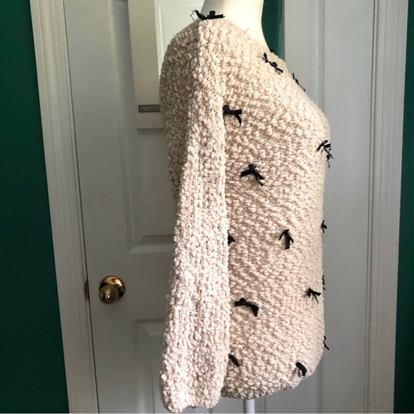 3 for $30 Crystal K cream cozy sweater with black bows small - Picture 3 of 6